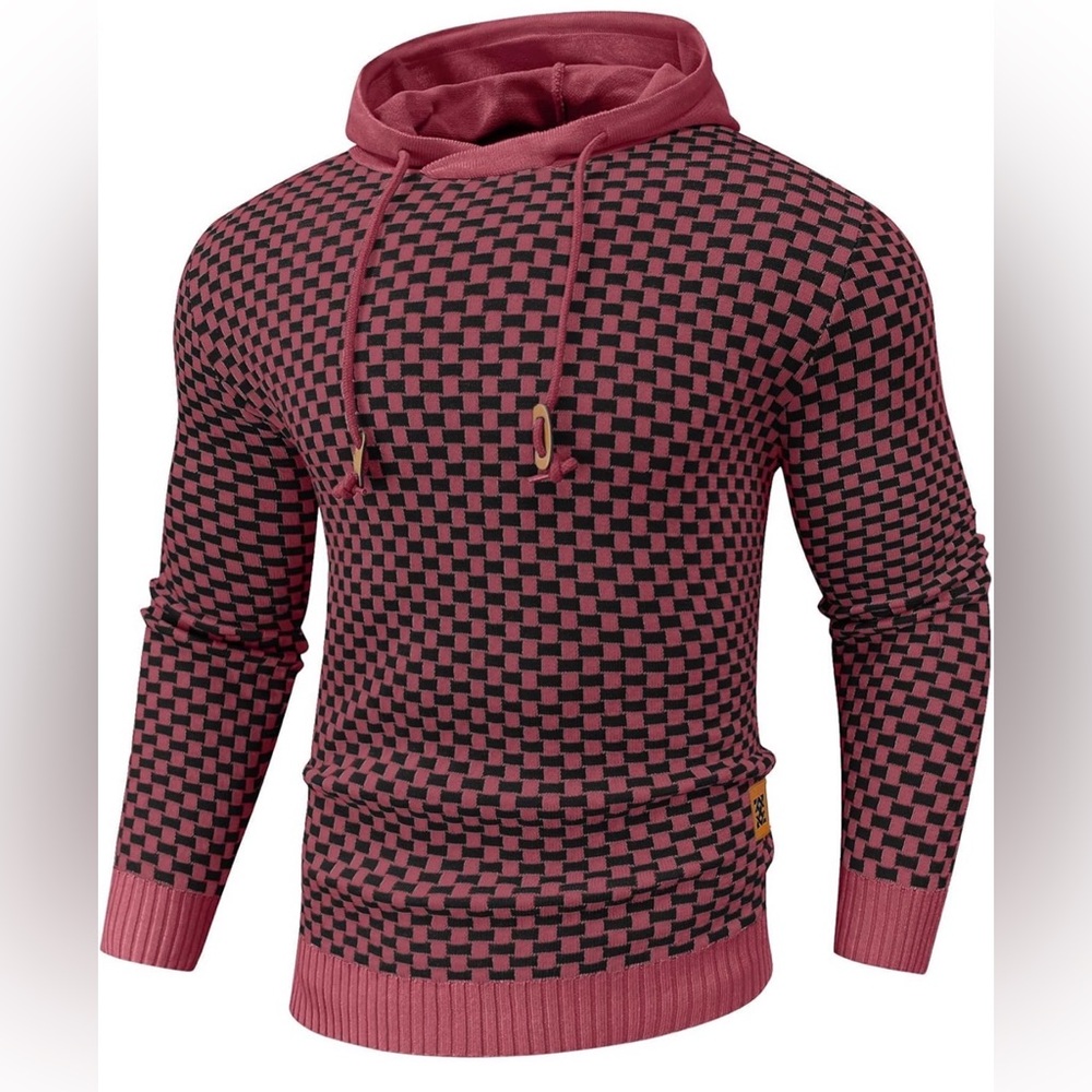 ❤️ Checkered Hoodie in Black and pink